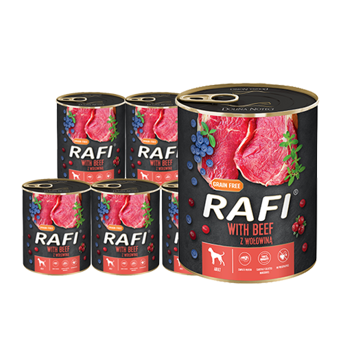 Rafi teraviljavaba koera täissööt loomaliha, mustikate ja jõhvikatega 12 x 800 g