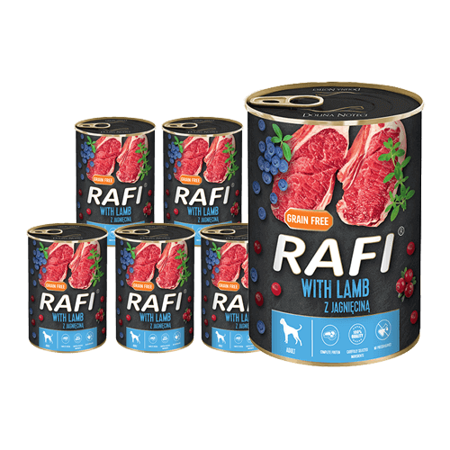 Rafi teraviljavaba koera täissööt lambaliha, mustikate ja jõhvikatega 24 x 400 g
