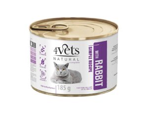 4Vets Natural kassitoit küülikulihaga steriliseeritud kassidele 185 g