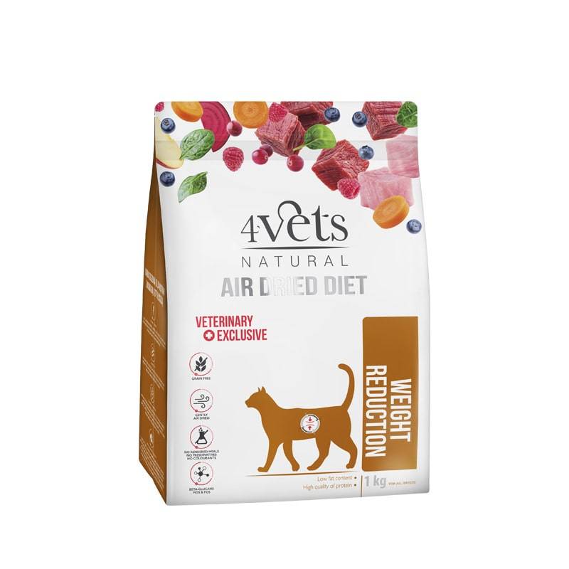 Parim enne 13.10.26! 4Vets Natural õhkkuivatatud eritoit kassile kehakaalu vähendamiseks 1 kg