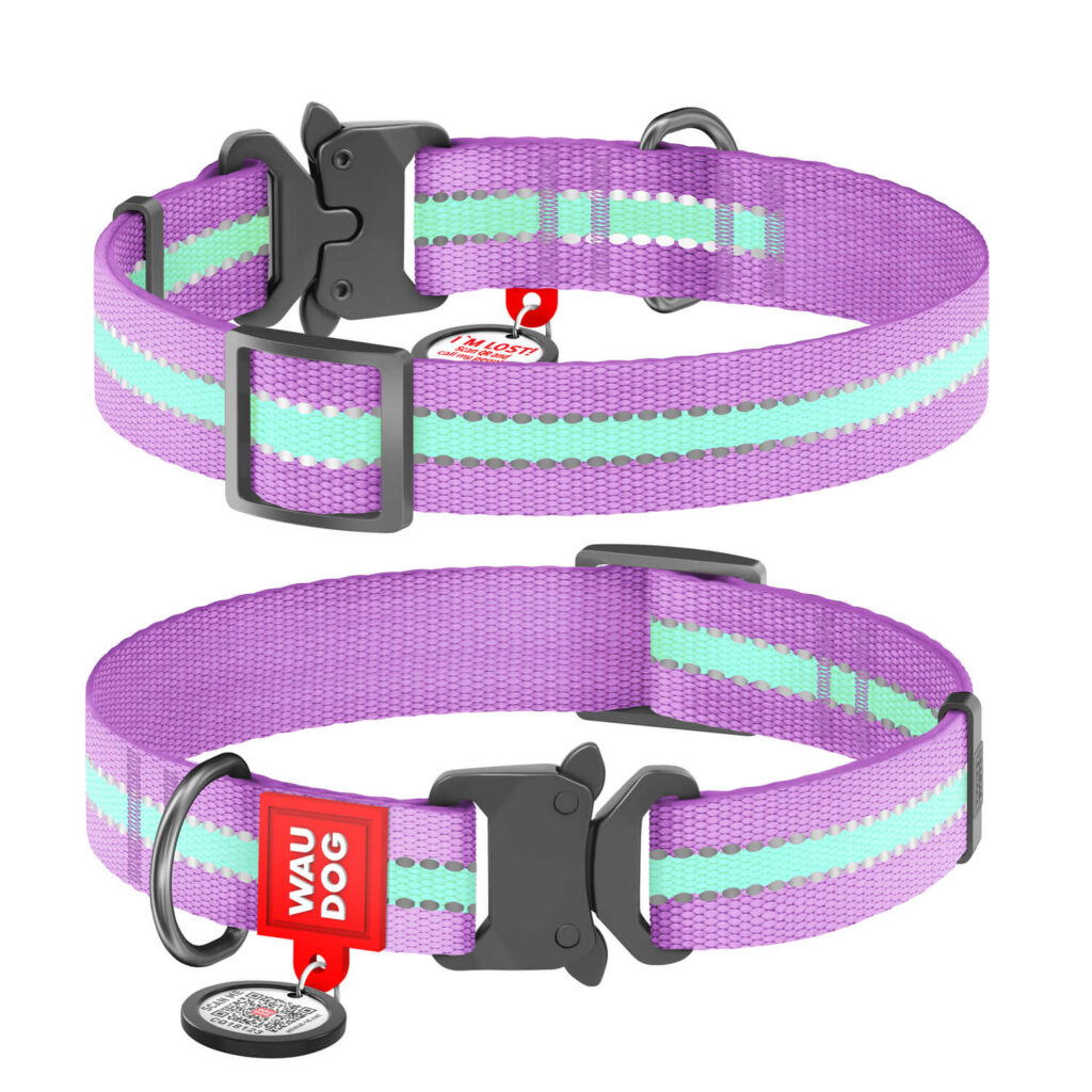 Waudog Nylon pimedas helendav kaelarihm L (33-49 cm) lilla