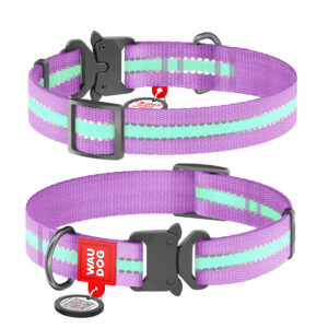 Waudog Nylon pimedas helendav kaelarihm L (33-49 cm) lilla