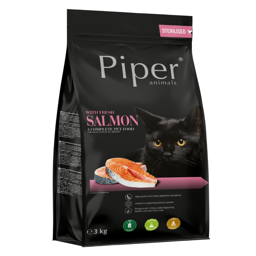 Piper täissööt lõhega täiskasvanud steriliseeritud kassidele 3 kg