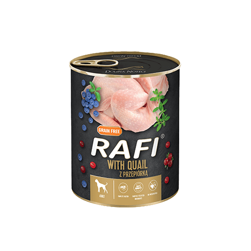 Rafi teraviljavaba täisväärtuslik toit vutiliha, mustikate ja jõhvikatega 800 g