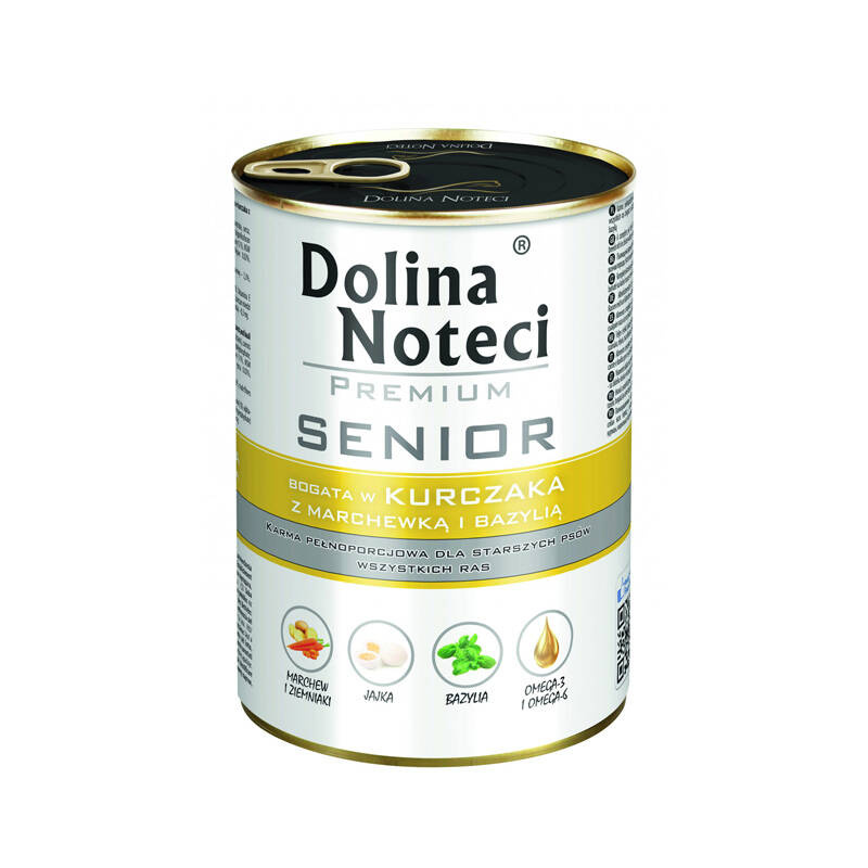 Dolina Noteci PremiumSenior täissööt eakatele koertele kanaliha, porgandi ja basiilikuga 400 g