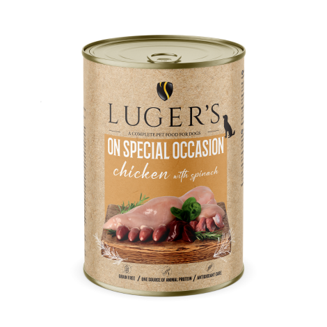 Lugers Pure täisväärtuslik märgtoit koerale kana ja spinatiga 400 g