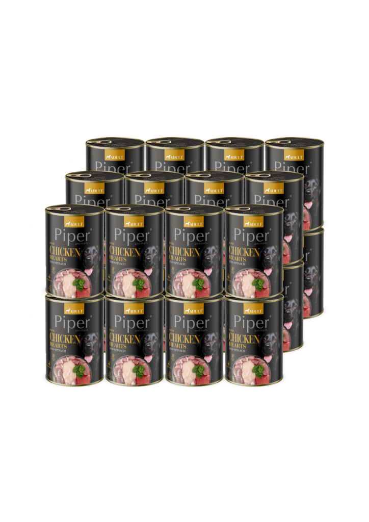 Piper koera täissööt kanasüdamete ja spinatiga 24 x 400 g