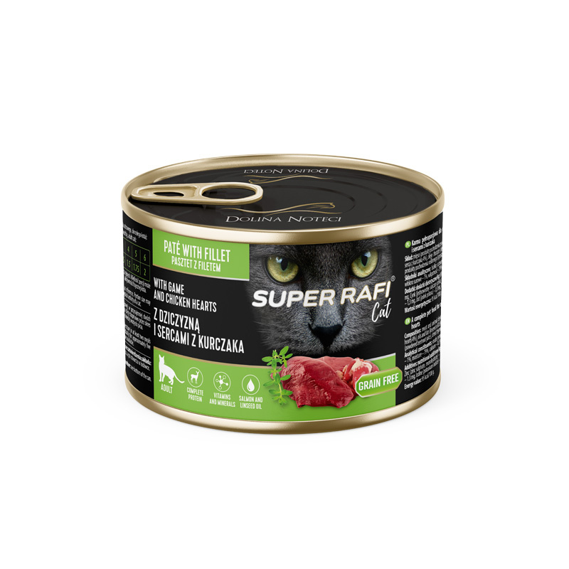Rafi täisväärtuslik märgtoit kassile ulukiliha ja kanasüdametega 185 g