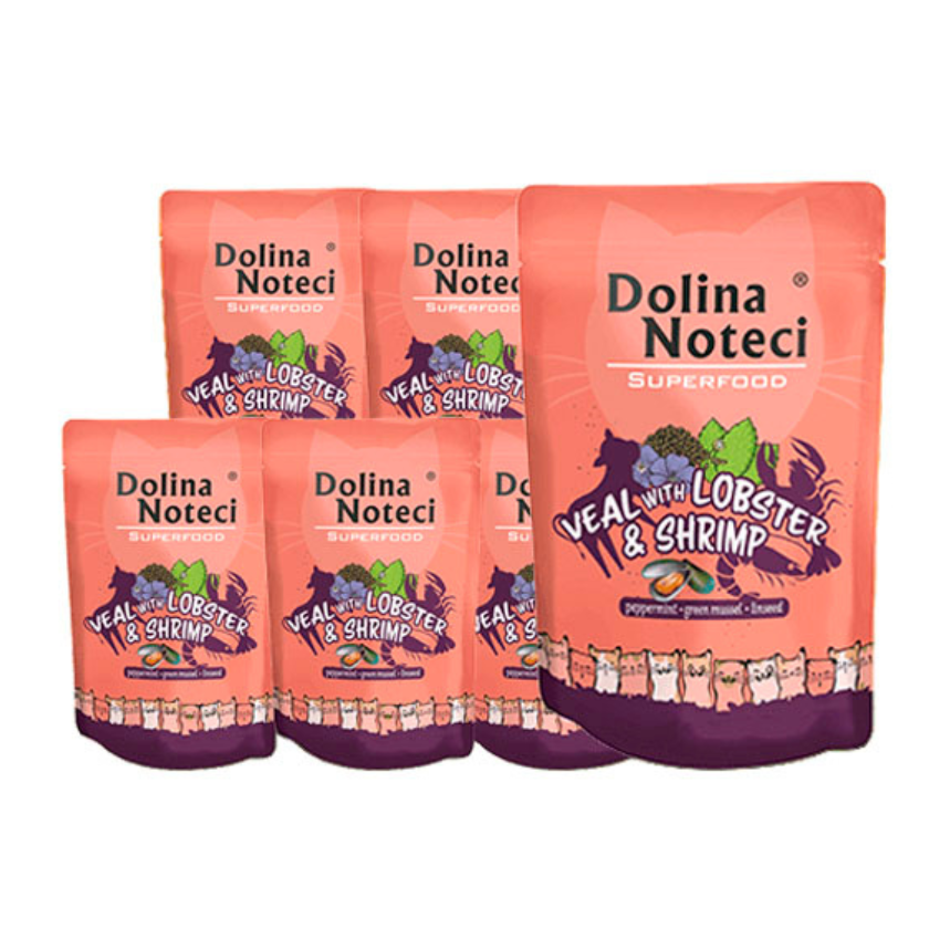 Dolina Noteci Superfood märgtoit kassile homaari, krevettide ja vasikalihaga 10 x 85 g