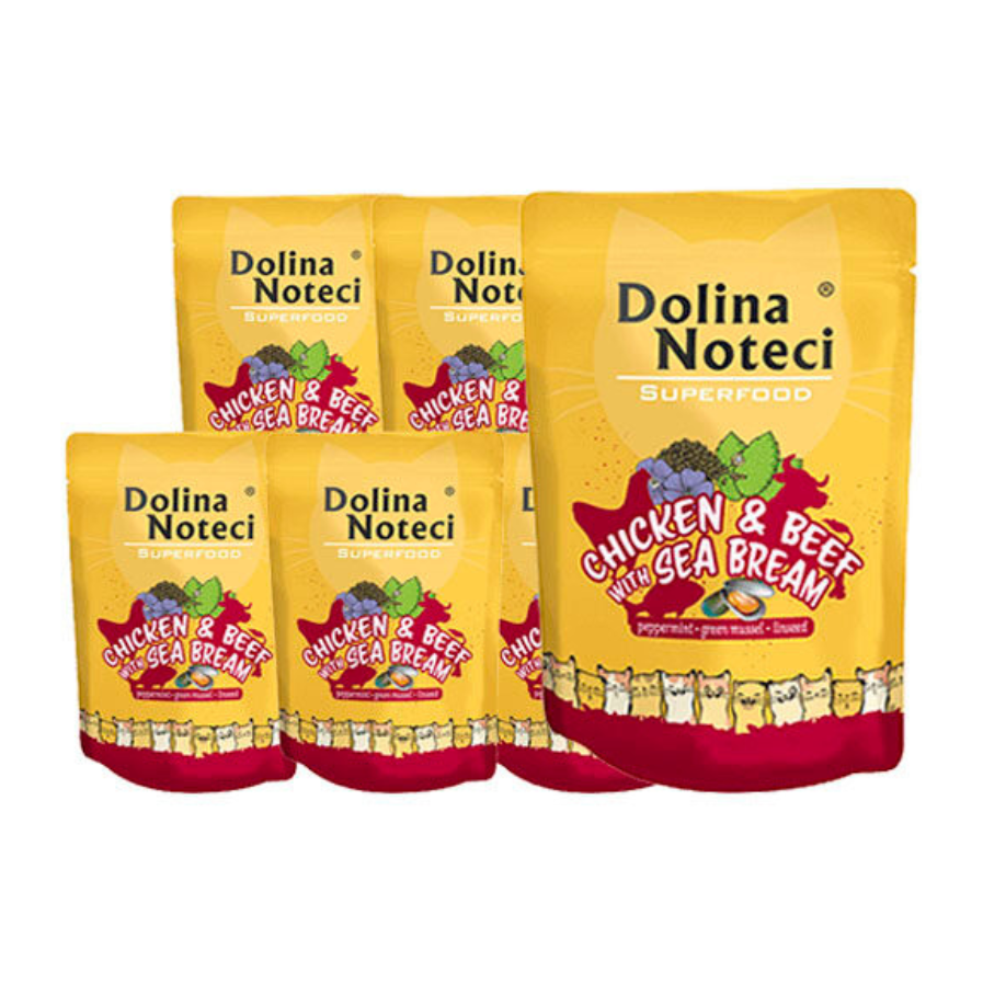 Dolina Noteci Superfood märgtoit kassile kana-, veiseliha ja latikaga 10 x 85 g