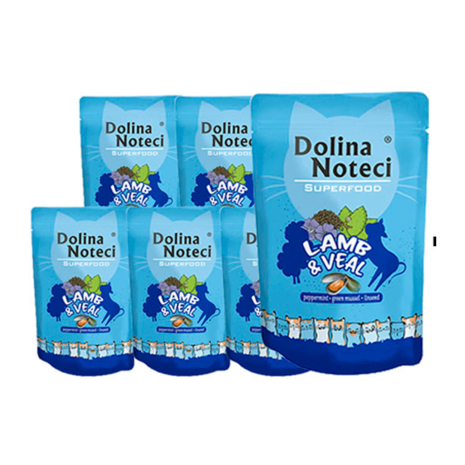 Dolina Noteci Superfood märgtoit kassile lamba- ja vasikalihaga 10 x 85 g