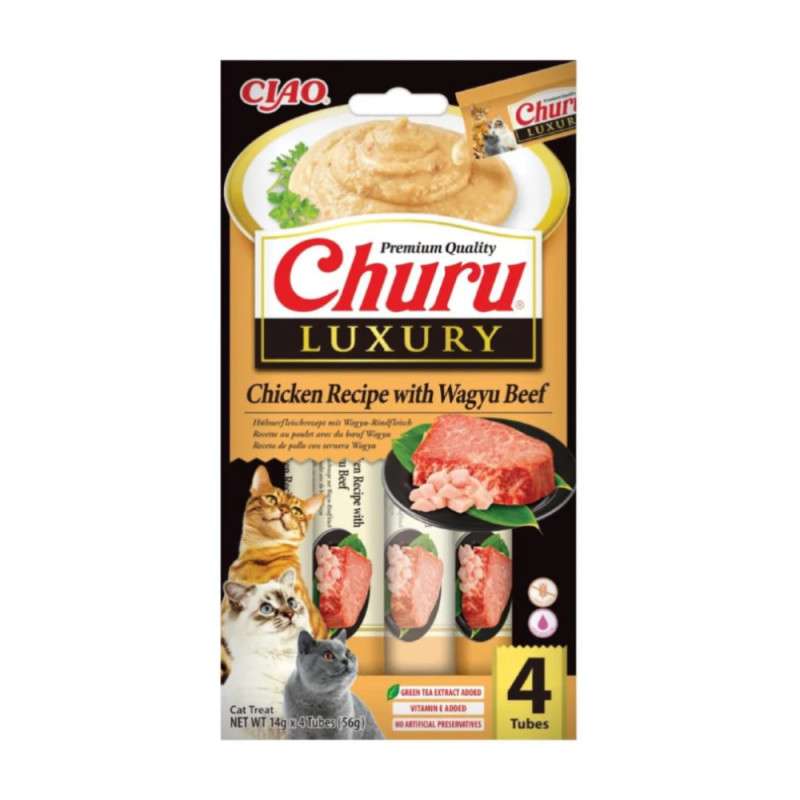 Churu Luxury maius kassile kana ja Wagyu veisega 4x14 g