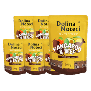 Dolina Noteci Superfood teraviljavaba märgtoit koerale känguru- ja veiselihaga 10 x 300 g
