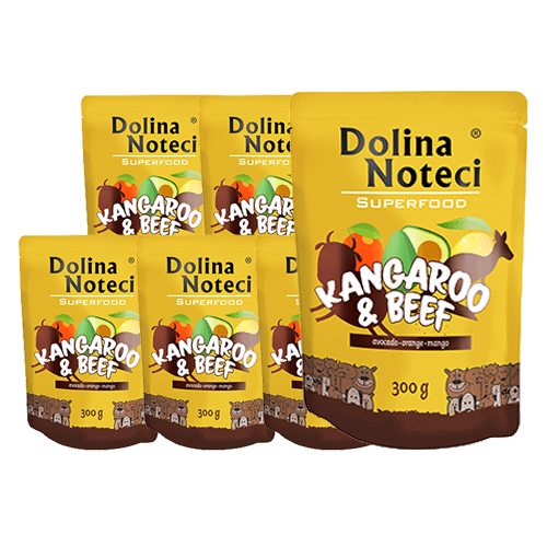 Dolina Noteci Superfood teraviljavaba märgtoit koerale känguru- ja veiselihaga 10 x 300 g