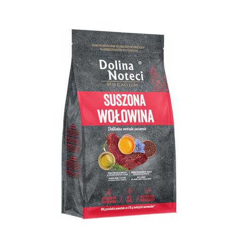 Parim enne 21.07.26! Dolina Noteci Premium õhkkuivatatud kassi täissööt veiselihaga 2kg