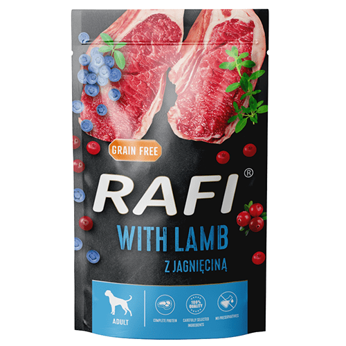 Rafi teraviljavaba koera täissööt lambaliha, mustikate ja jõhvikatega 500 g