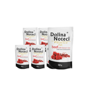 Dolina Noteci Premium Pure täistoit veiseliha ja pruuni riisiga täiskasvanud koertele 10 x 500 g