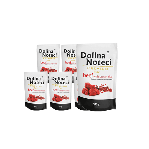 Dolina Noteci Premium Pure täistoit veiseliha ja pruuni riisiga täiskasvanud koertele 10 x 500 g