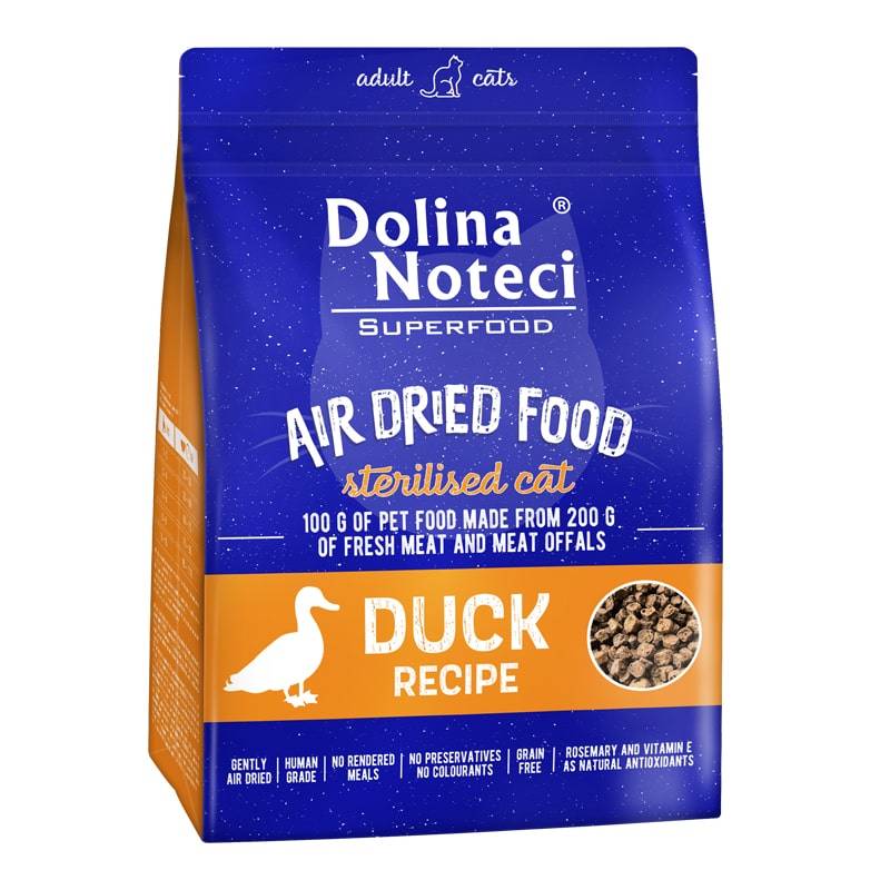 Dolina Noteci Superfood õhkkuivatatud kuivtoit steriliseeritud kassile pardilihaga 1 kg