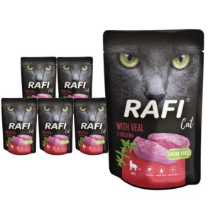 Rafi täisväärtuslik kassi märgtoit vasikalihaga 10 x 100 g