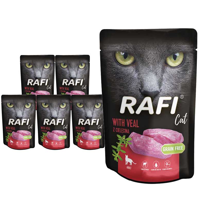 Rafi täisväärtuslik kassi märgtoit vasikalihaga 10 x 100 g